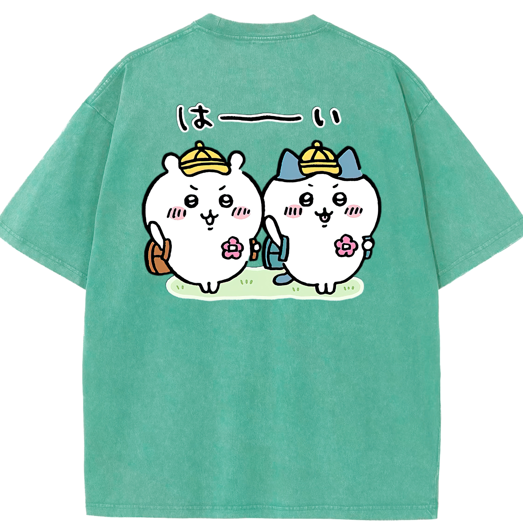 （画像用） ちいかわ ハチワレ Chii-kawa hachiware 綿100% ヴィンテージ風 半袖Tシャツ（背面プリント）